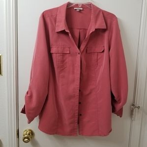 Salmon Pink Button Up Collared Shirt 2x